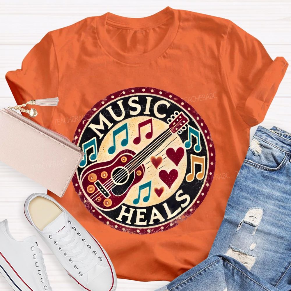 Music Heals Graphic Teacher T-shirt