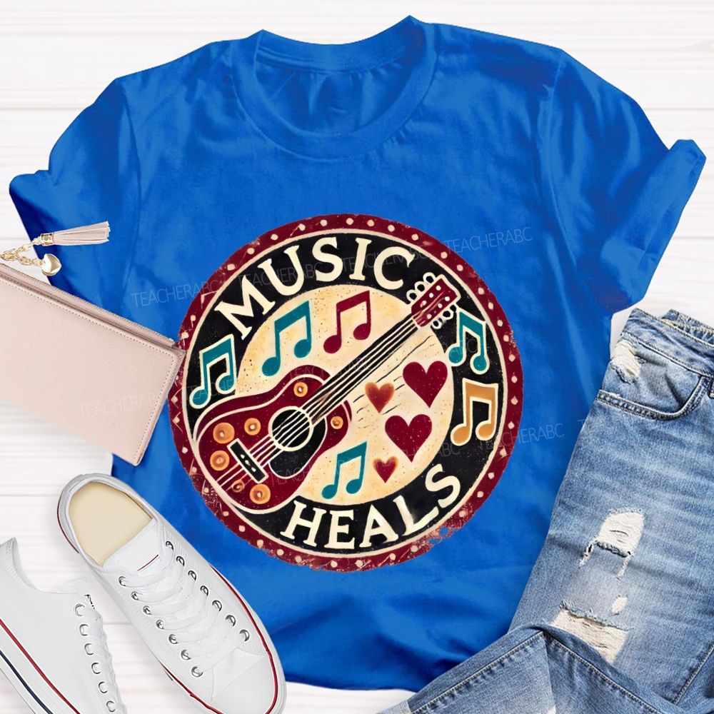 Music Heals Graphic Teacher T-shirt