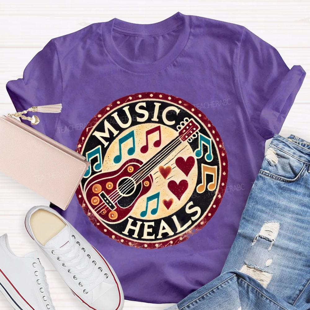 Music Heals Graphic Teacher T-shirt