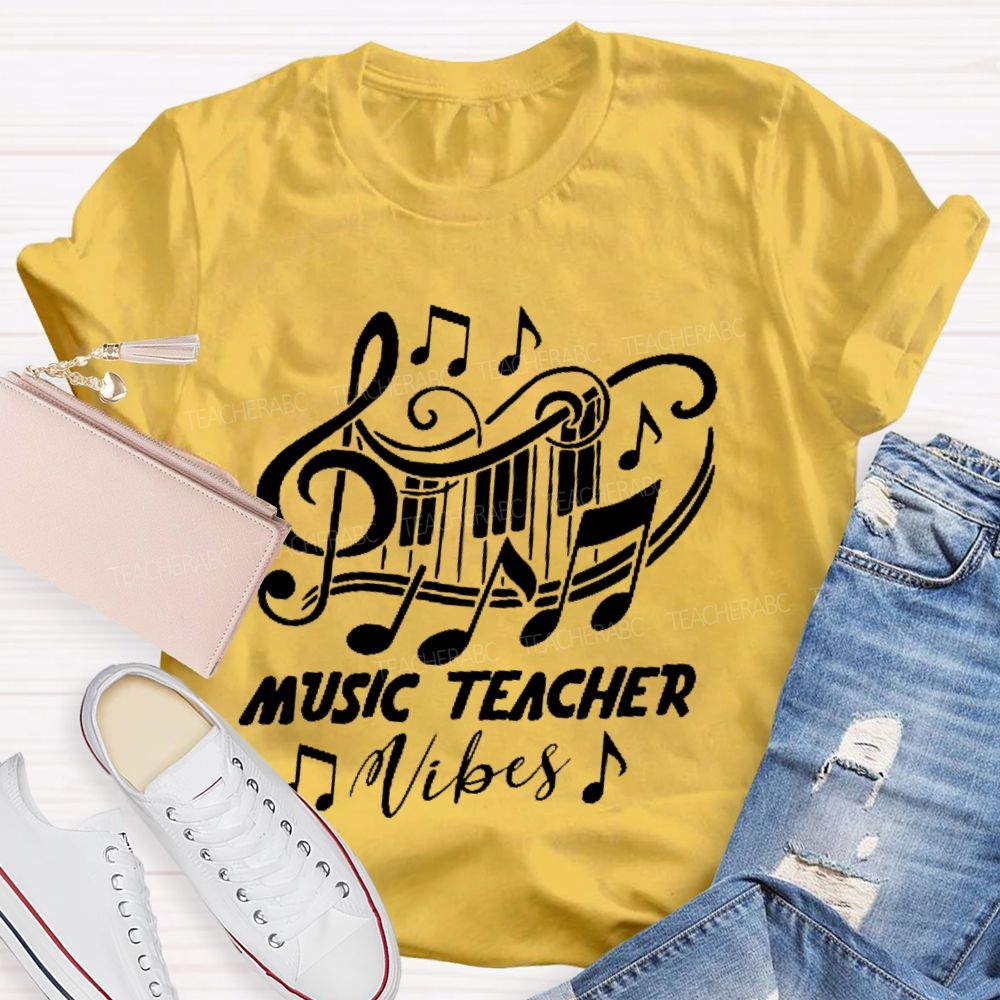 Music Teacher Vibes Graphic Teacher T-shirt