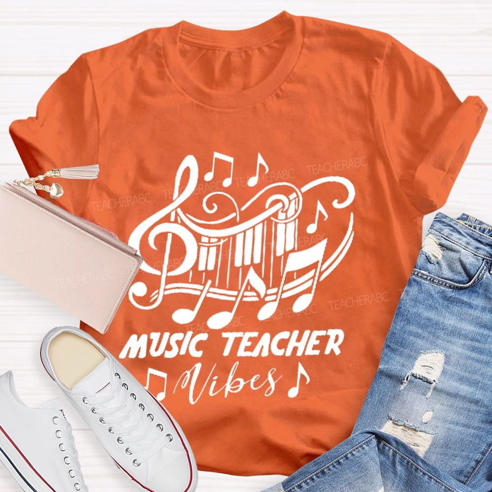 Music Teacher Vibes Graphic Teacher T-shirt
