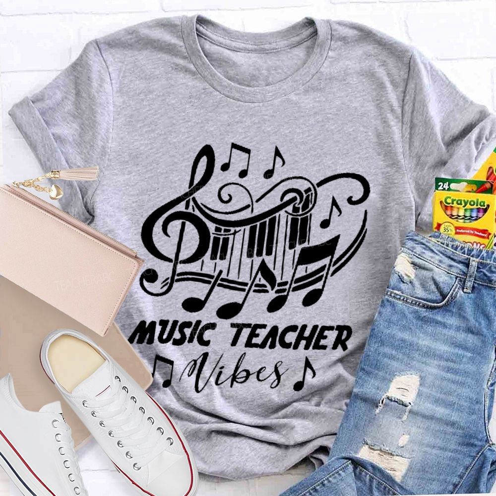 Music Teacher Vibes Graphic Teacher T-shirt