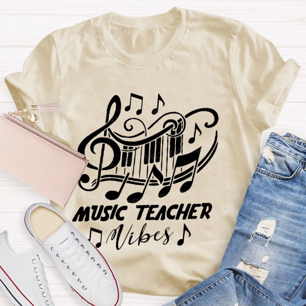 Music Teacher Vibes Graphic Teacher T-shirt