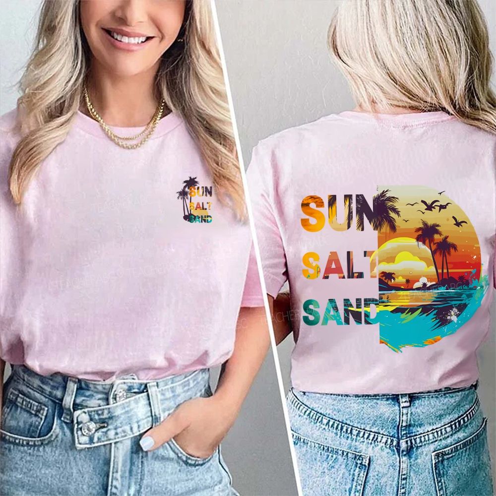 Sun Salt Sand Summer Break Double Printed T-shirt