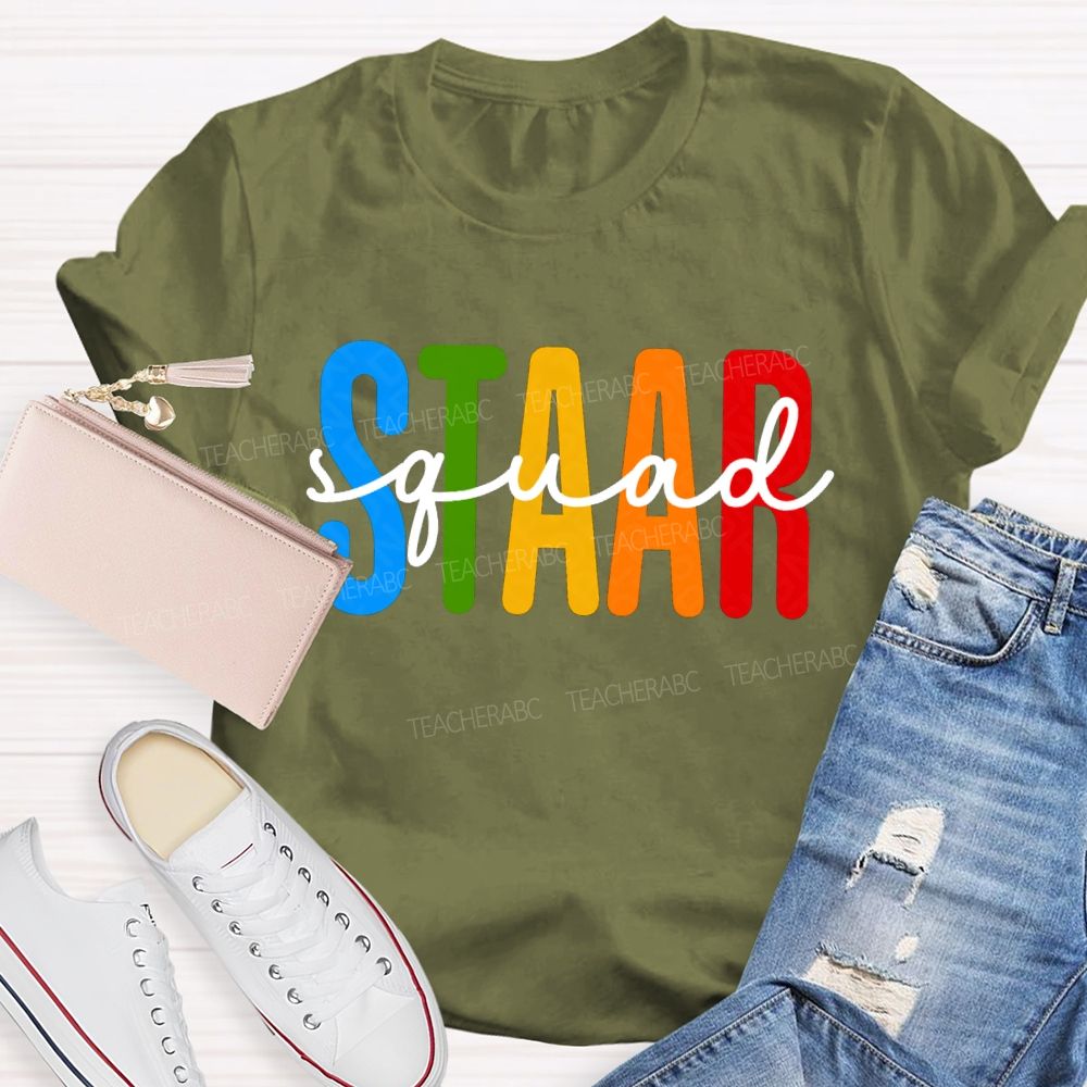 Staar Squad Colorful Letter Test Day Teacher T-shirt