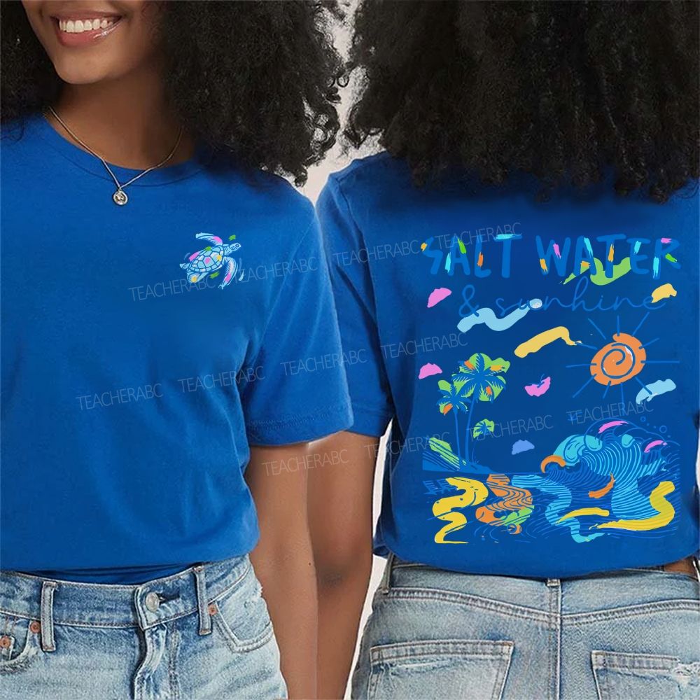Salt Water And Sunshine Summer Break Double Printed T-shirt