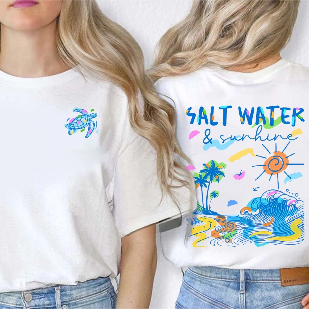 Salt Water And Sunshine Summer Break Double Printed T-shirt