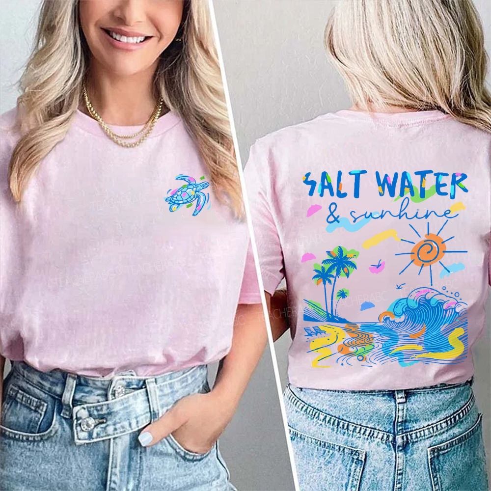 Salt Water And Sunshine Summer Break Double Printed T-shirt
