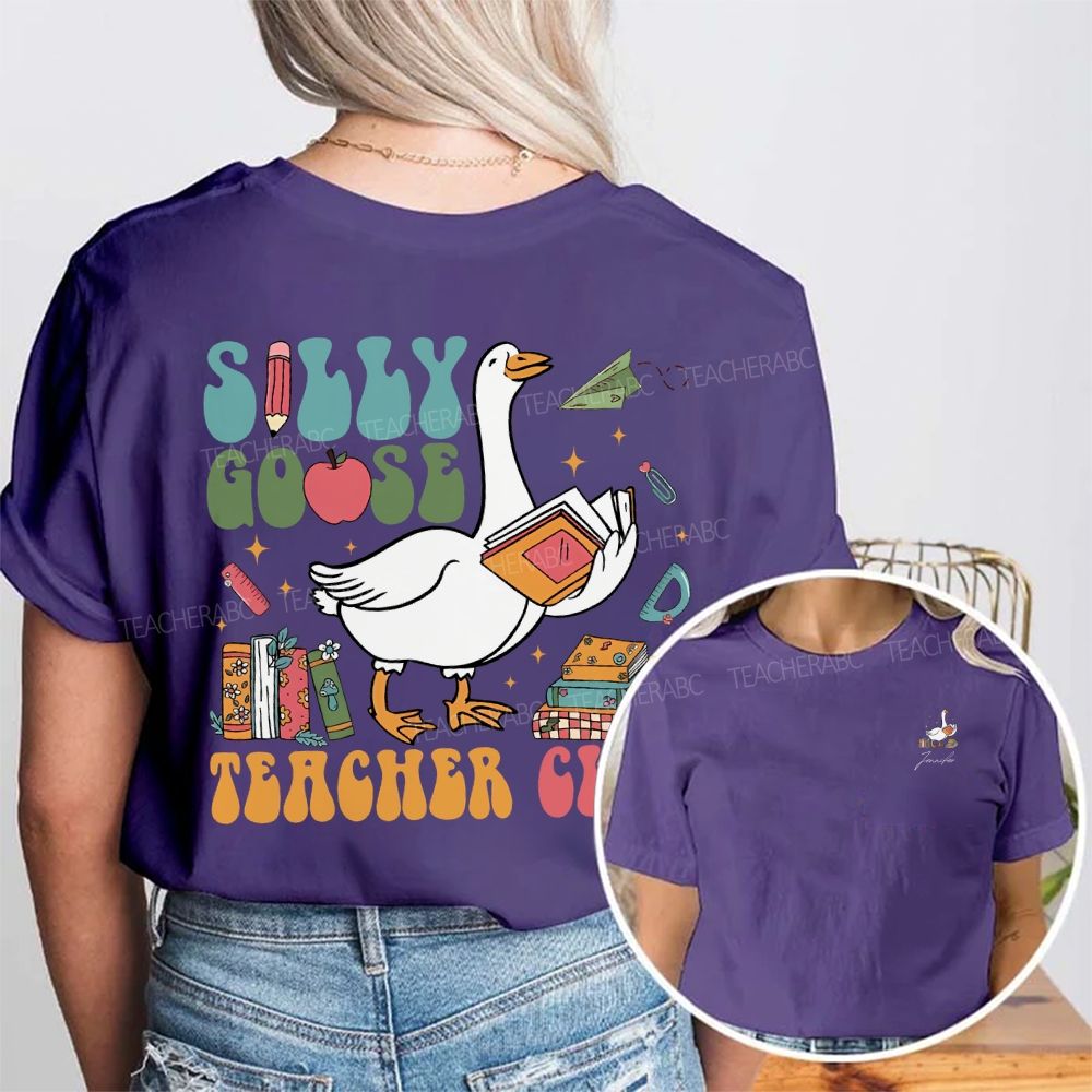 Personalized Name Silly Goose Teacher Club Double Printed T-shirt
