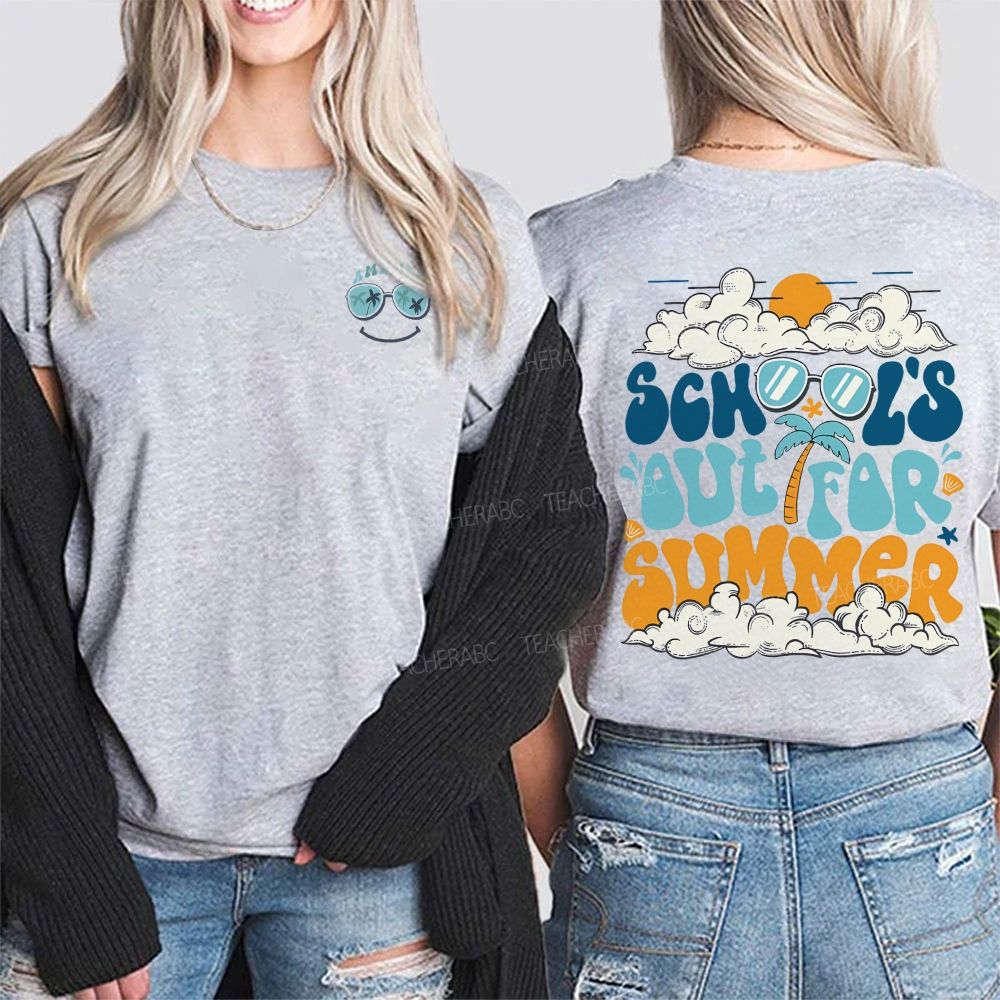 Personalized Name School'S Out For Summer Double Printed T-shirt