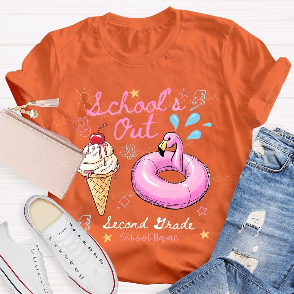 Personalized Grade And School Name School's Out Teacher T-shirt