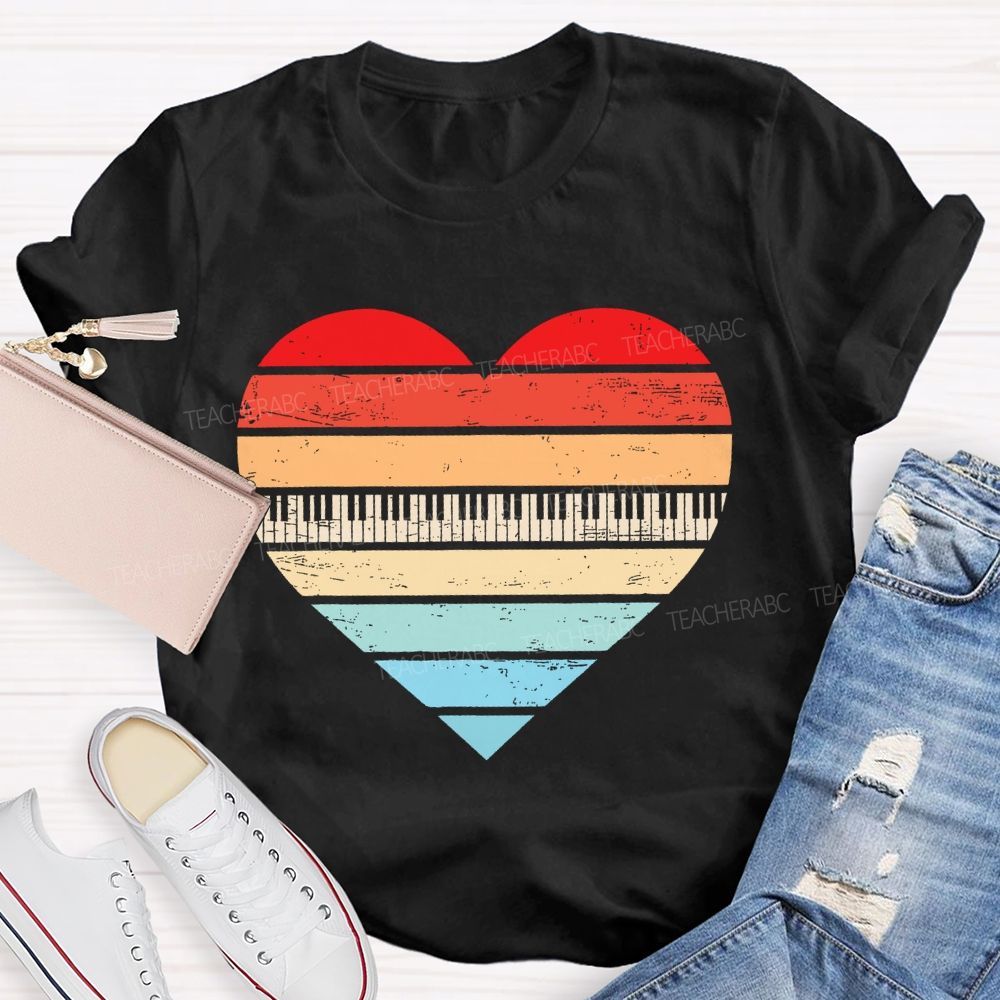 Piano keys Heart Teacher T-shirt