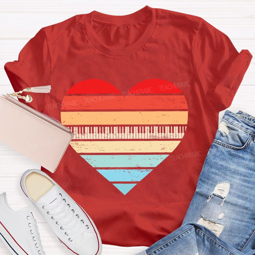 Piano keys Heart Teacher T-shirt