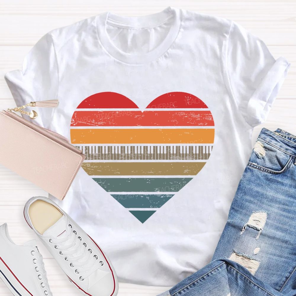 Piano keys Heart Teacher T-shirt