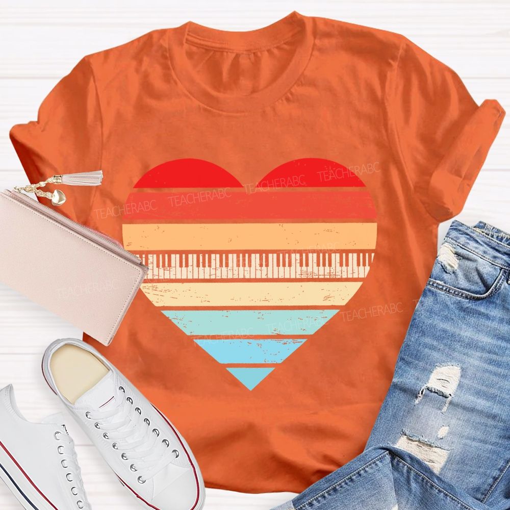 Piano keys Heart Teacher T-shirt