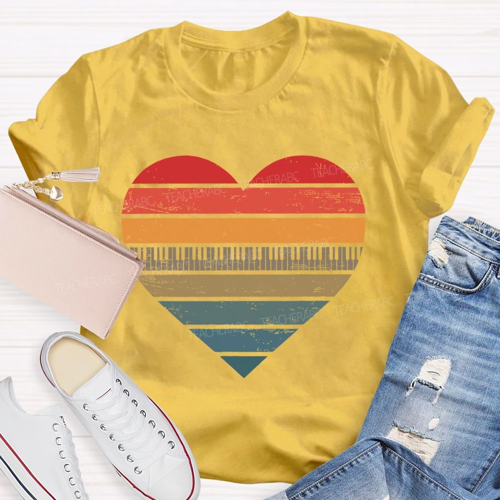 Piano keys Heart Teacher T-shirt