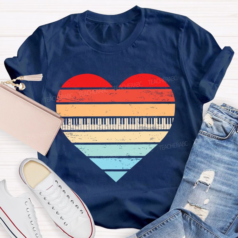 Piano keys Heart Teacher T-shirt