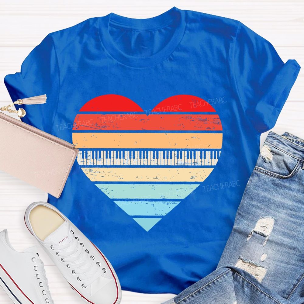 Piano keys Heart Teacher T-shirt