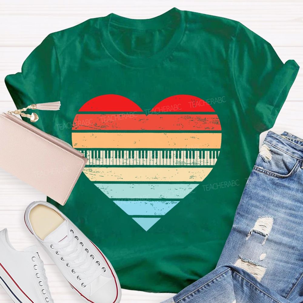 Piano keys Heart Teacher T-shirt