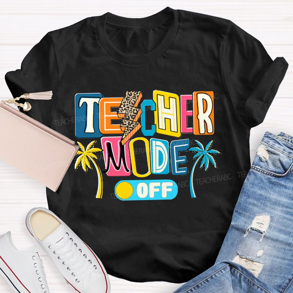 Teacher Mode Off Leopard-Print Lightning Teacher T-shirt