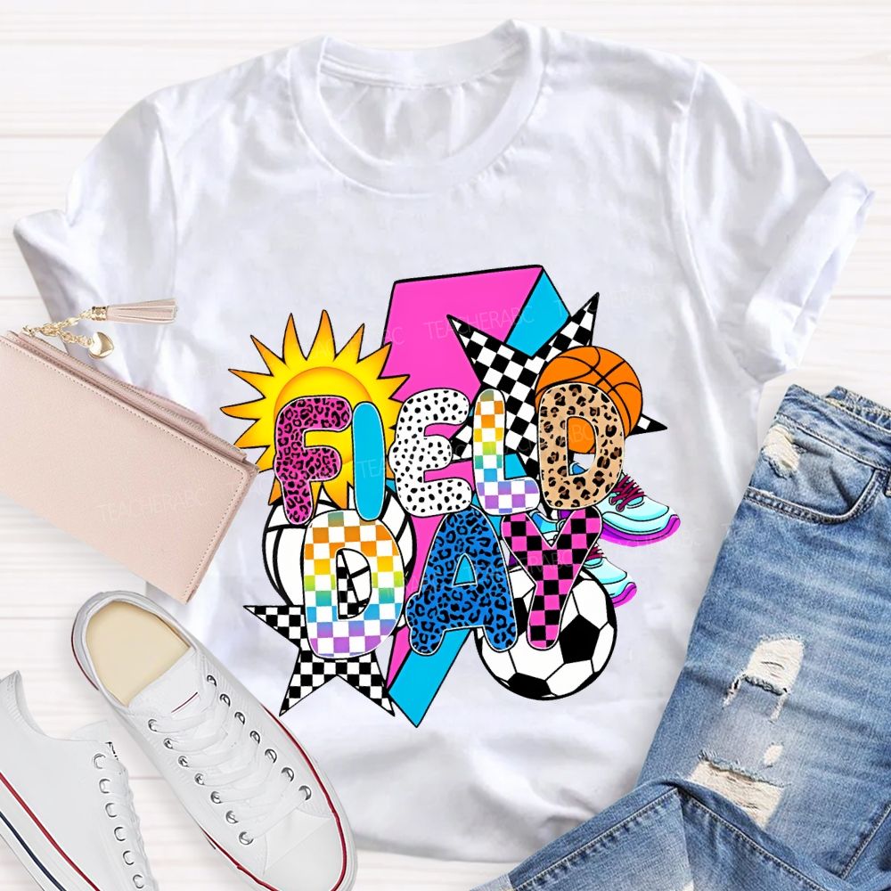 Field Day Spheres And The Sun Teacher T-shirt