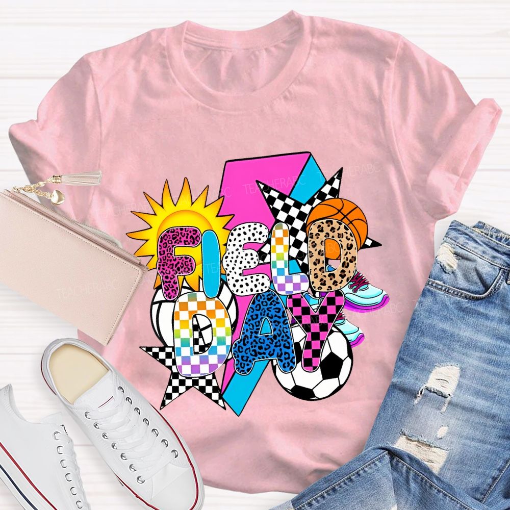 Field Day Spheres And The Sun Teacher T-shirt