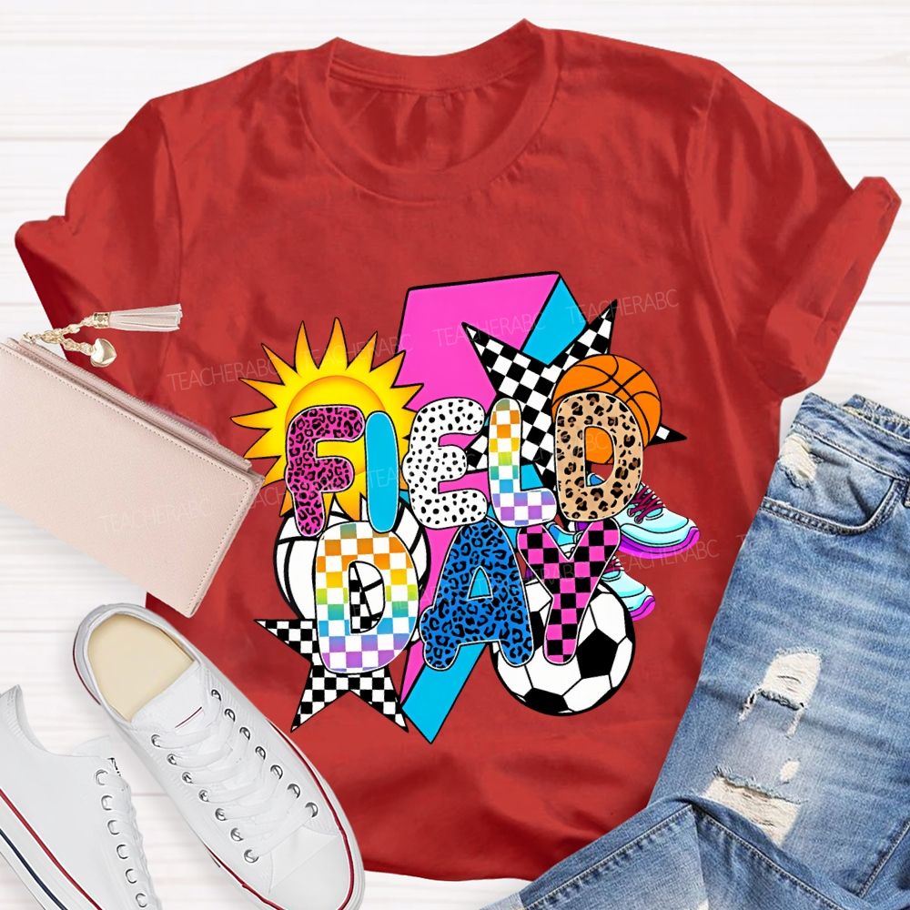 Field Day Spheres And The Sun Teacher T-shirt