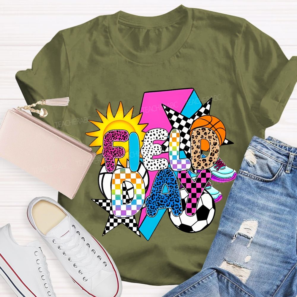Field Day Spheres And The Sun Teacher T-shirt