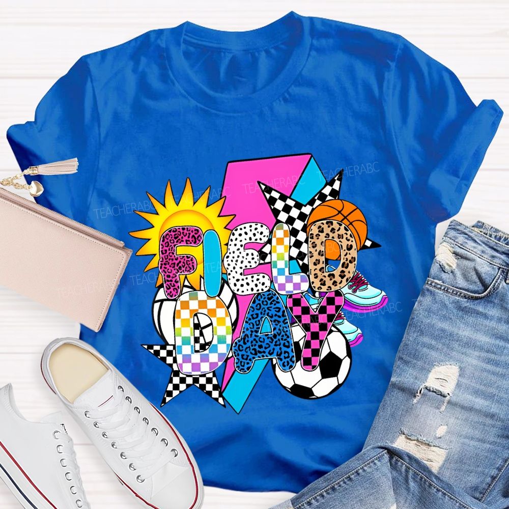 Field Day Spheres And The Sun Teacher T-shirt