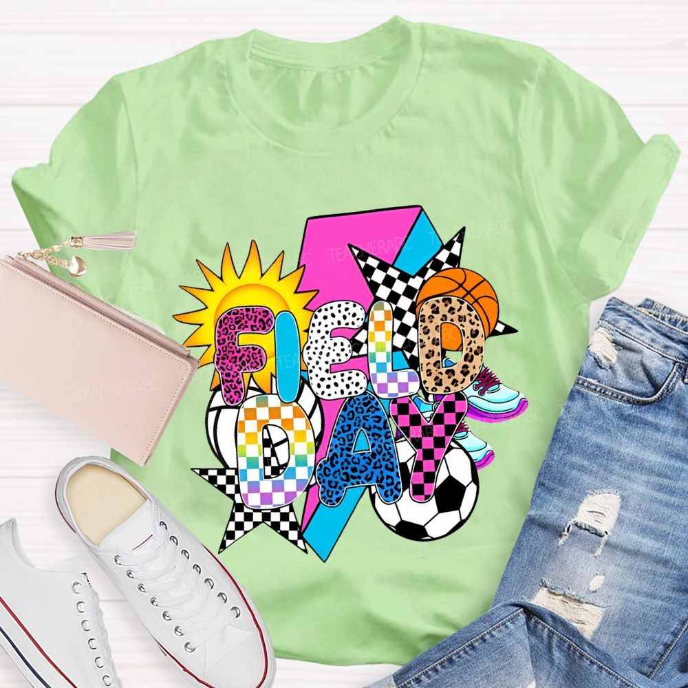 Field Day Spheres And The Sun Teacher T-shirt