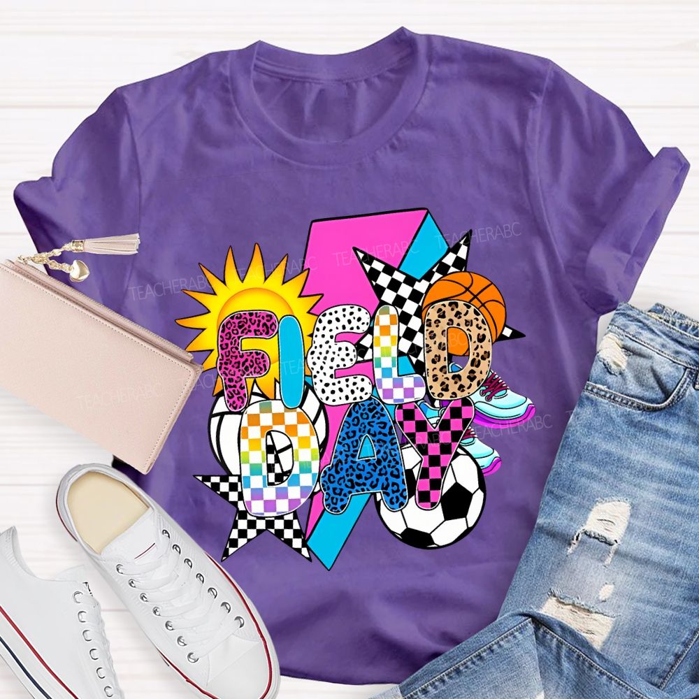 Field Day Spheres And The Sun Teacher T-shirt