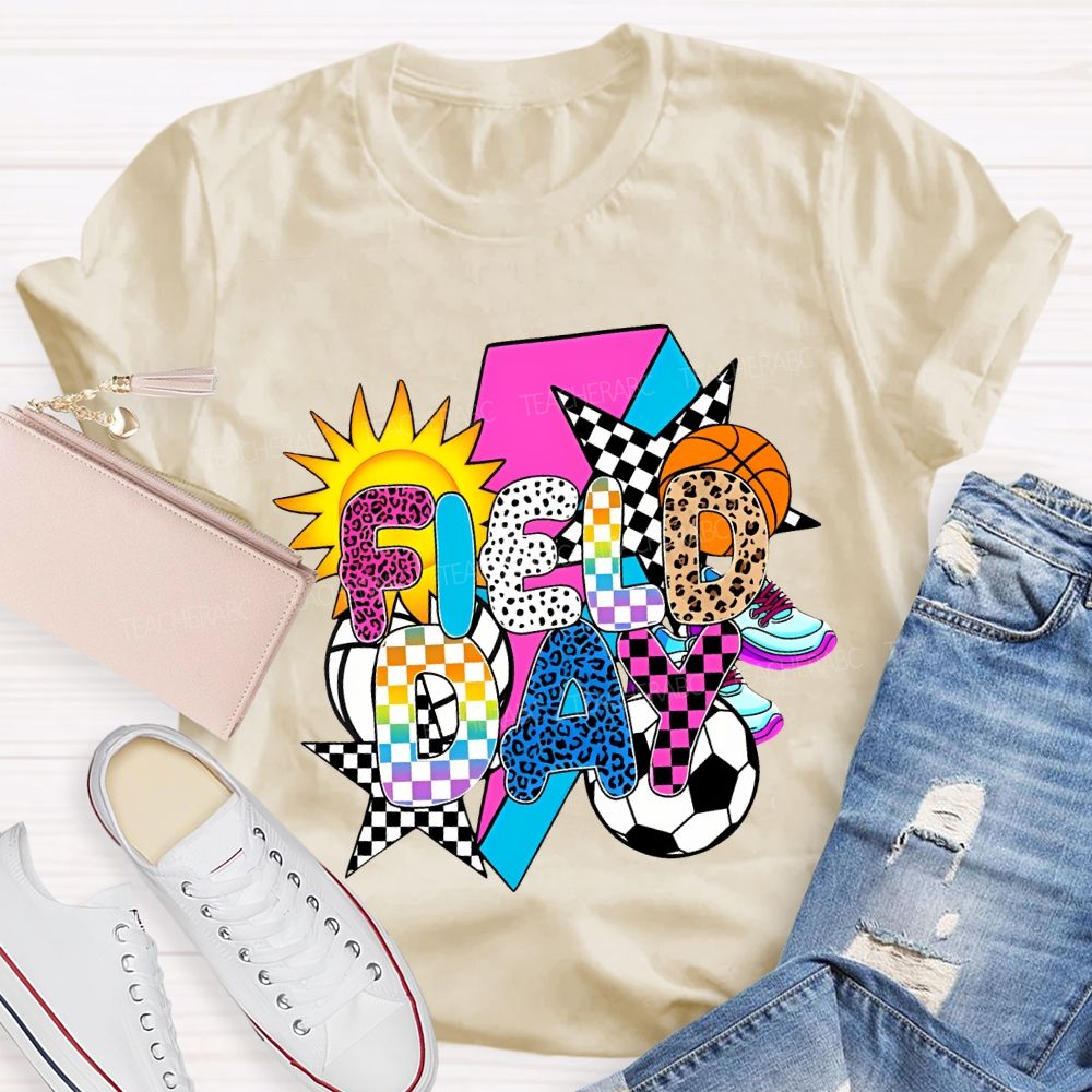 Field Day Spheres And The Sun Teacher T-shirt