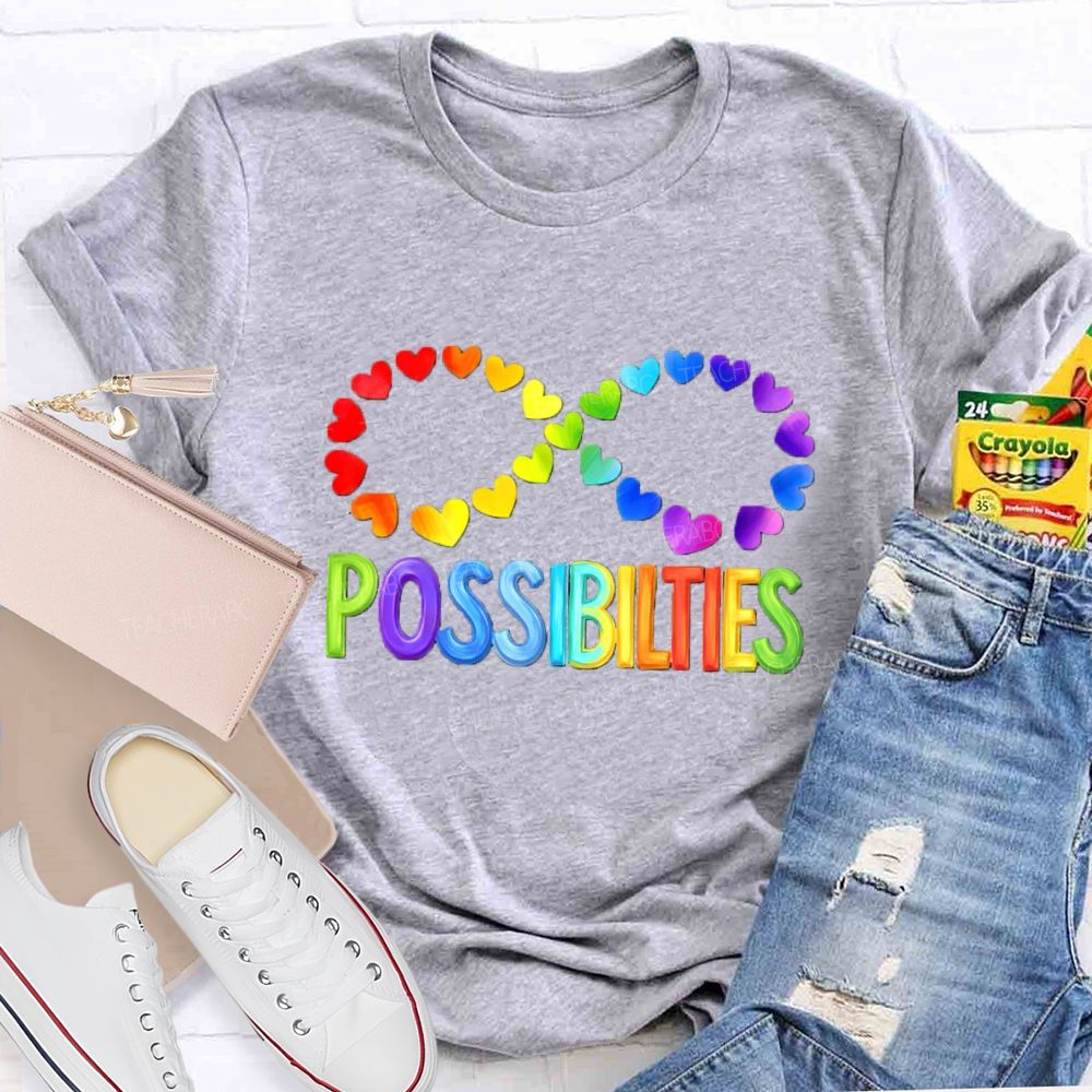 Colorful Heart Support Possibilities Teacher T-shirt