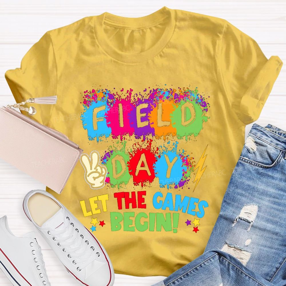 Field Day Let The Games Begin Color Blocks Teacher T-Shirt