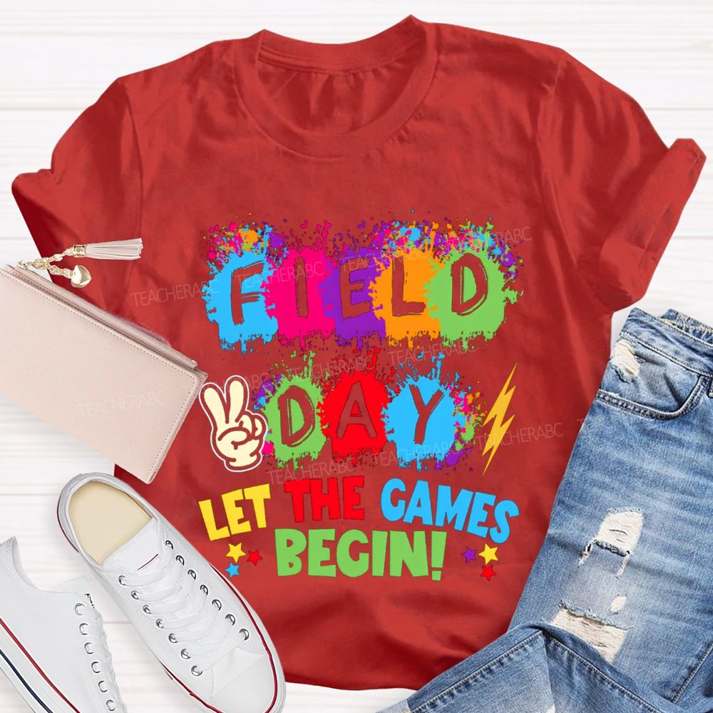 Field Day Let The Games Begin Color Blocks Teacher T-Shirt