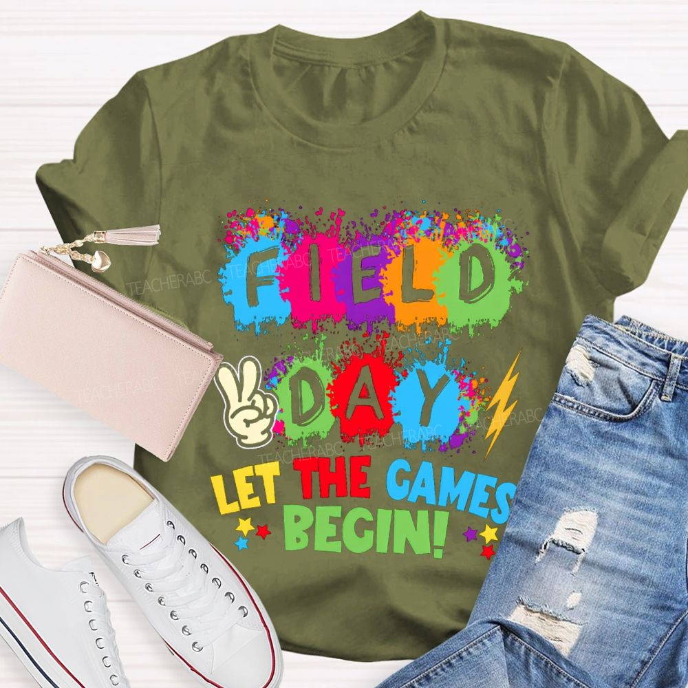 Field Day Let The Games Begin Color Blocks Teacher T-Shirt