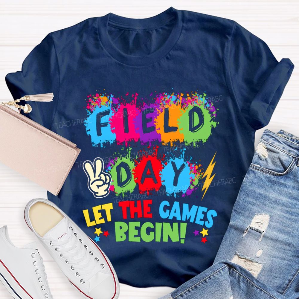 Field Day Let The Games Begin Color Blocks Teacher T-Shirt