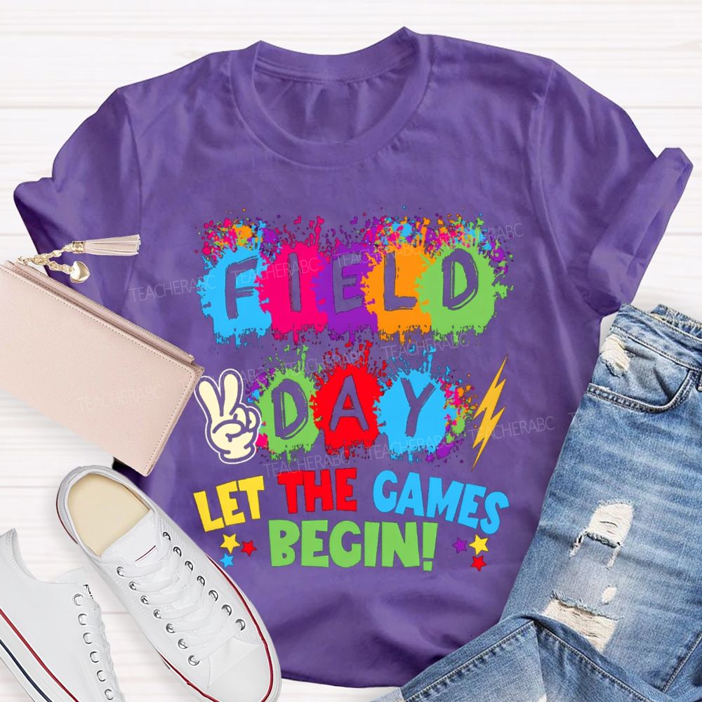 Field Day Let The Games Begin Color Blocks Teacher T-Shirt