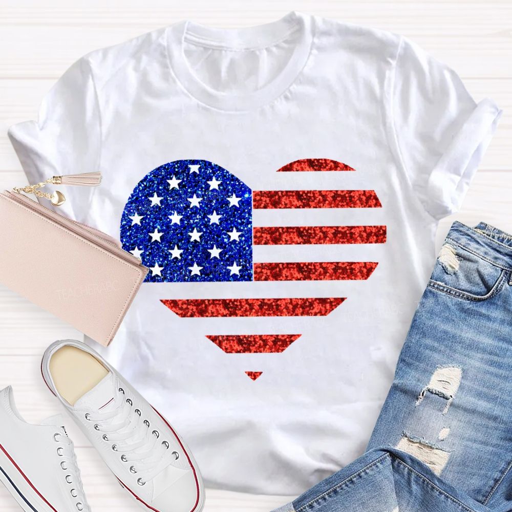 Strip Star Fag Heart Teacher T-Shirt