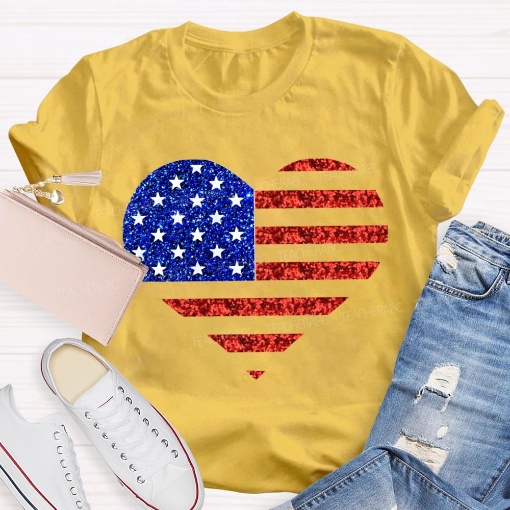 Strip Star Fag Heart Teacher T-Shirt