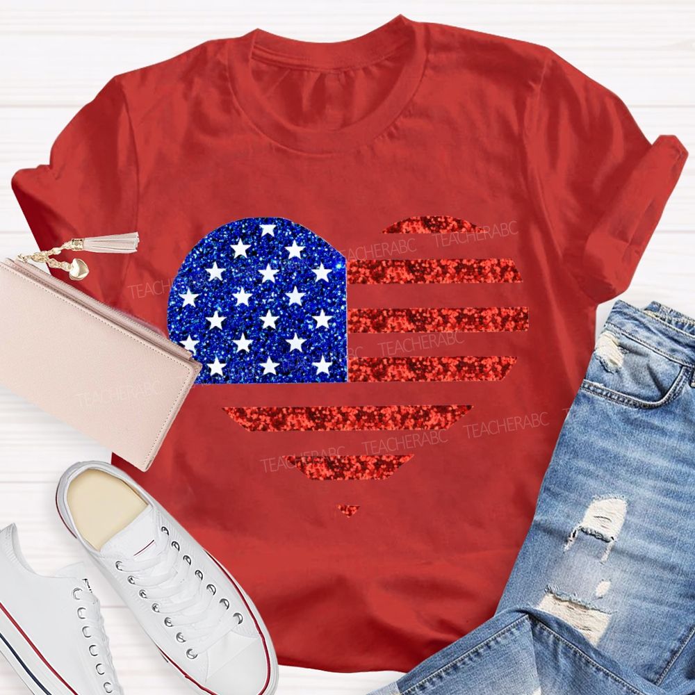 Strip Star Fag Heart Teacher T-Shirt