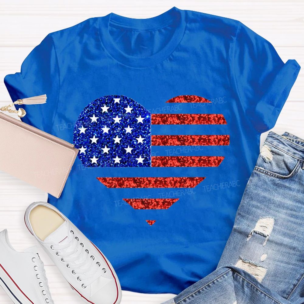 Strip Star Fag Heart Teacher T-Shirt