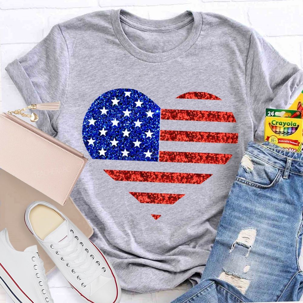 Strip Star Fag Heart Teacher T-Shirt