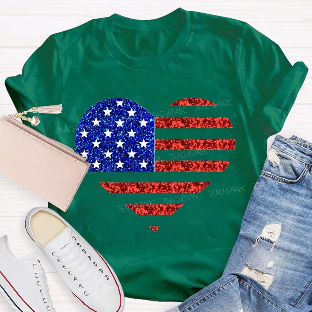 Strip Star Fag Heart Teacher T-Shirt