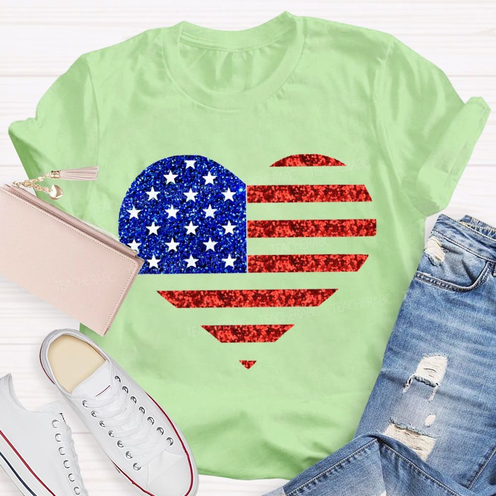 Strip Star Fag Heart Teacher T-Shirt