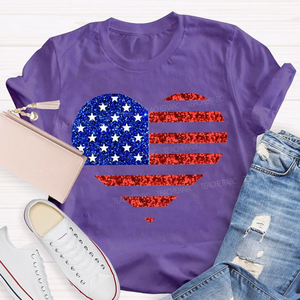 Strip Star Fag Heart Teacher T-Shirt