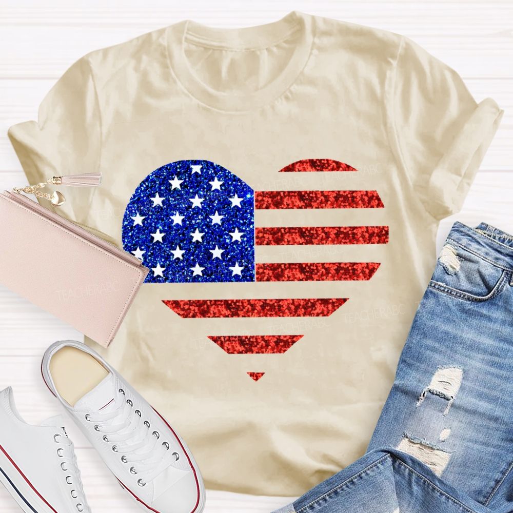 Strip Star Fag Heart Teacher T-Shirt