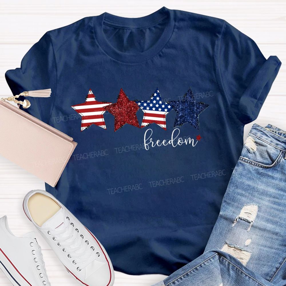 Strip Star Freedom Teacher T-shirt
