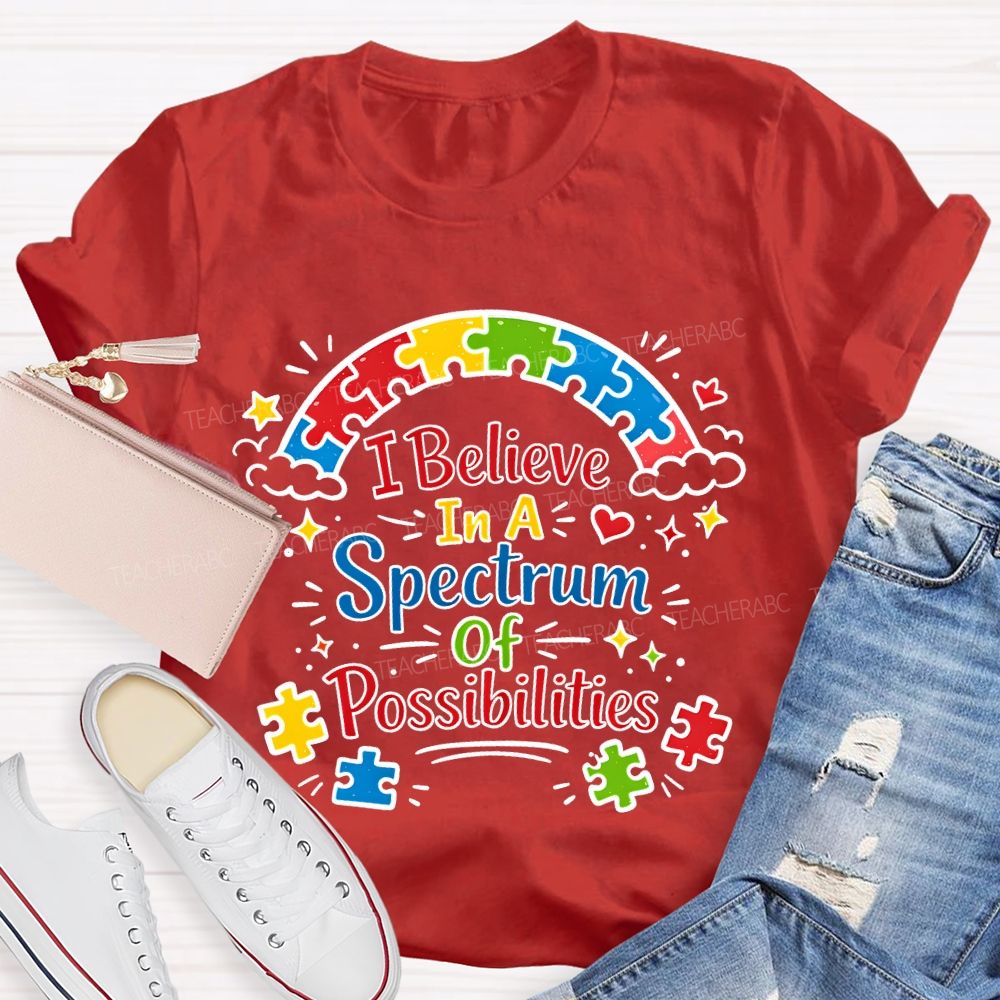 I Believe In A Spectrum Of Possibilities Puzzle Teacher T-shirt
