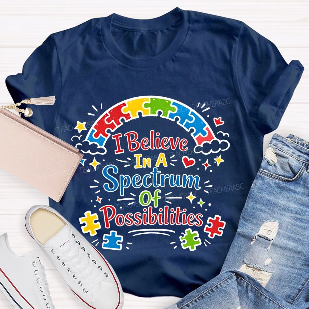 I Believe In A Spectrum Of Possibilities Puzzle Teacher T-shirt